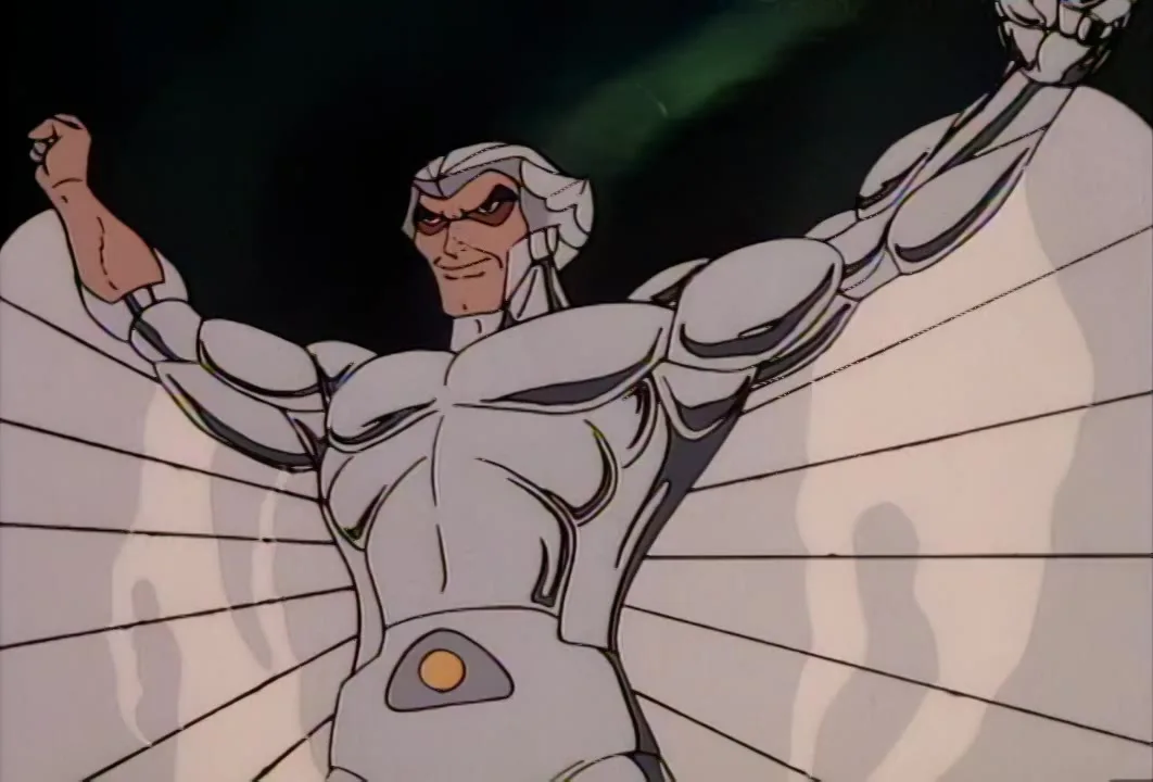 Darkbird spreads his arms and wings, telling Mon*Star he wants to smash something.
