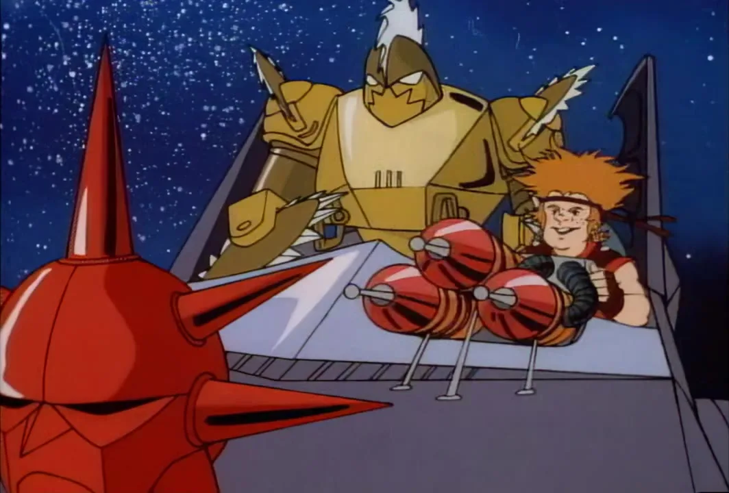 Timestopper grins behind the Disintegrator's red drums in the Mob's car, with Buzz-Saw at his shoulder.