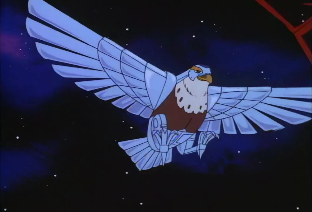 Tally-Hawk banks through space, the Sky-Shadow's red scaffolding at the edge of the frame.