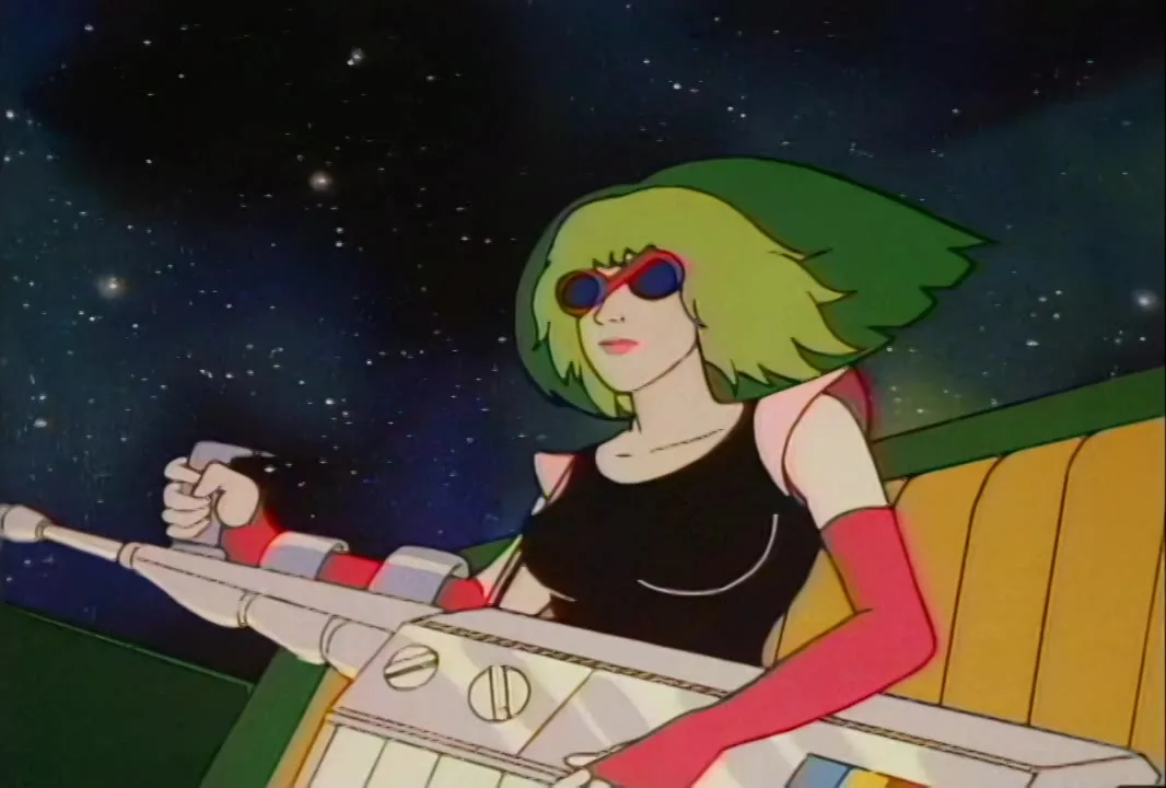 Melodia raises her Sound Smasher from the open car.